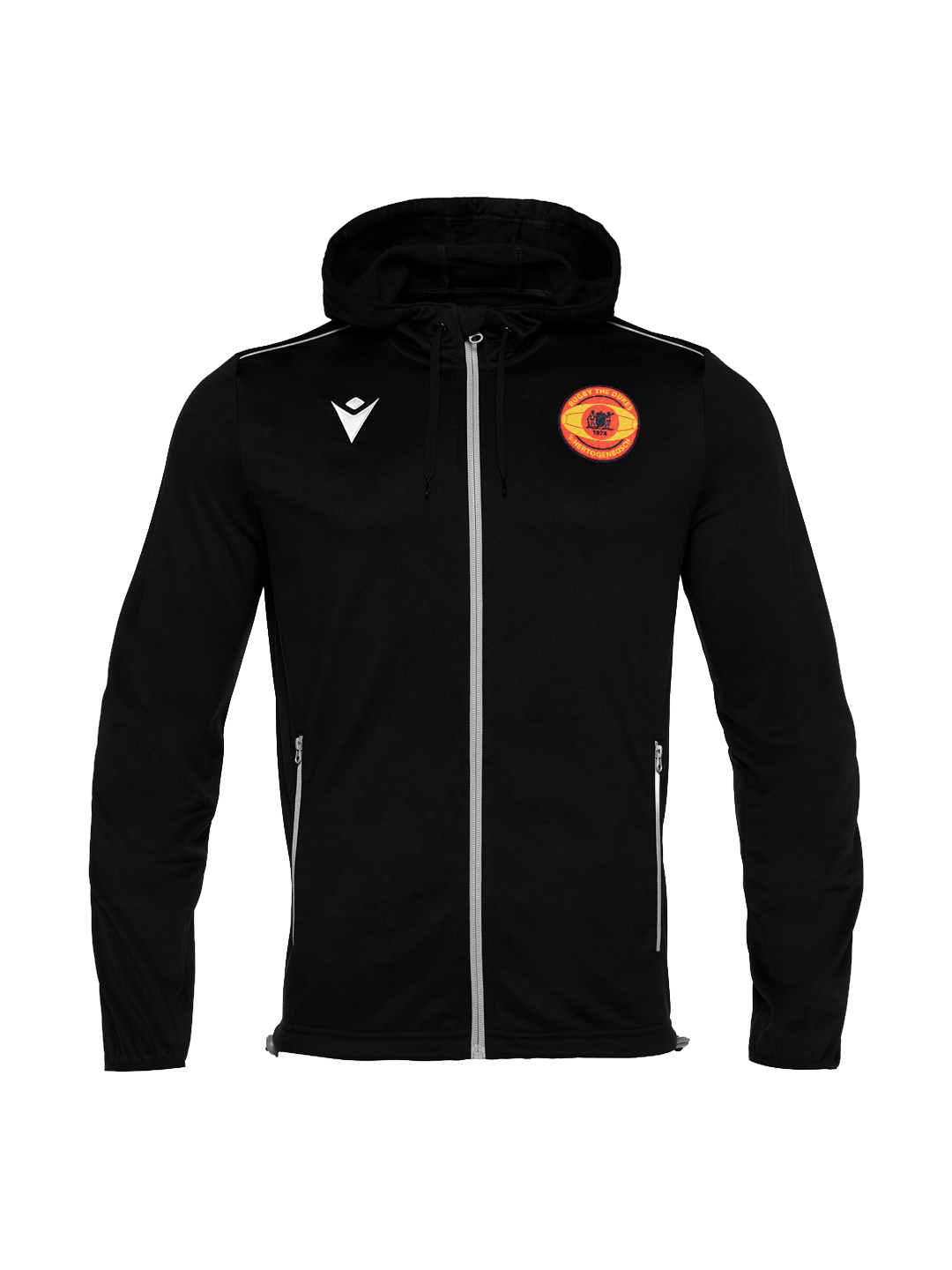 BLACK HOODED TRACK JACKET s1