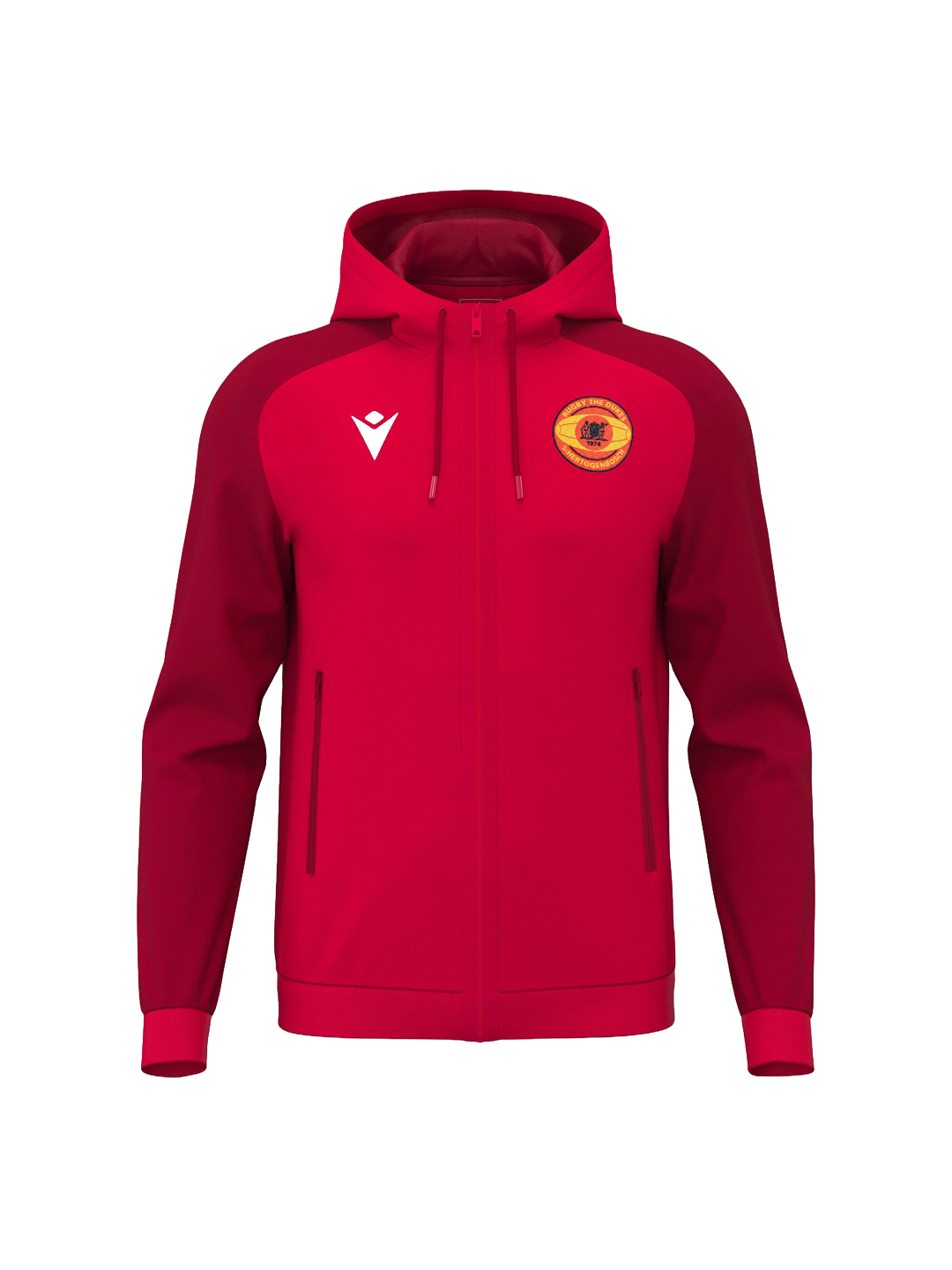 RED HOODED TRACK JACKET CONTRAST SLEEVES s1